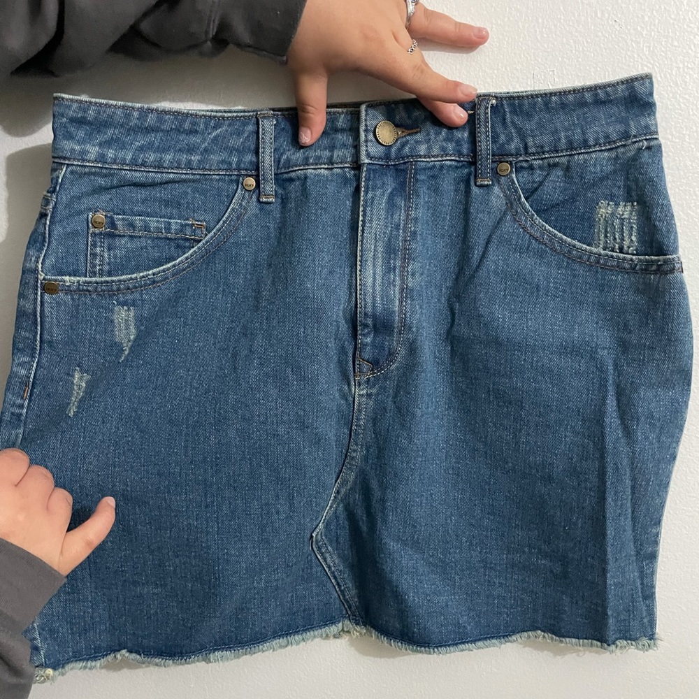 Roxy high rise mini denim skirt in L